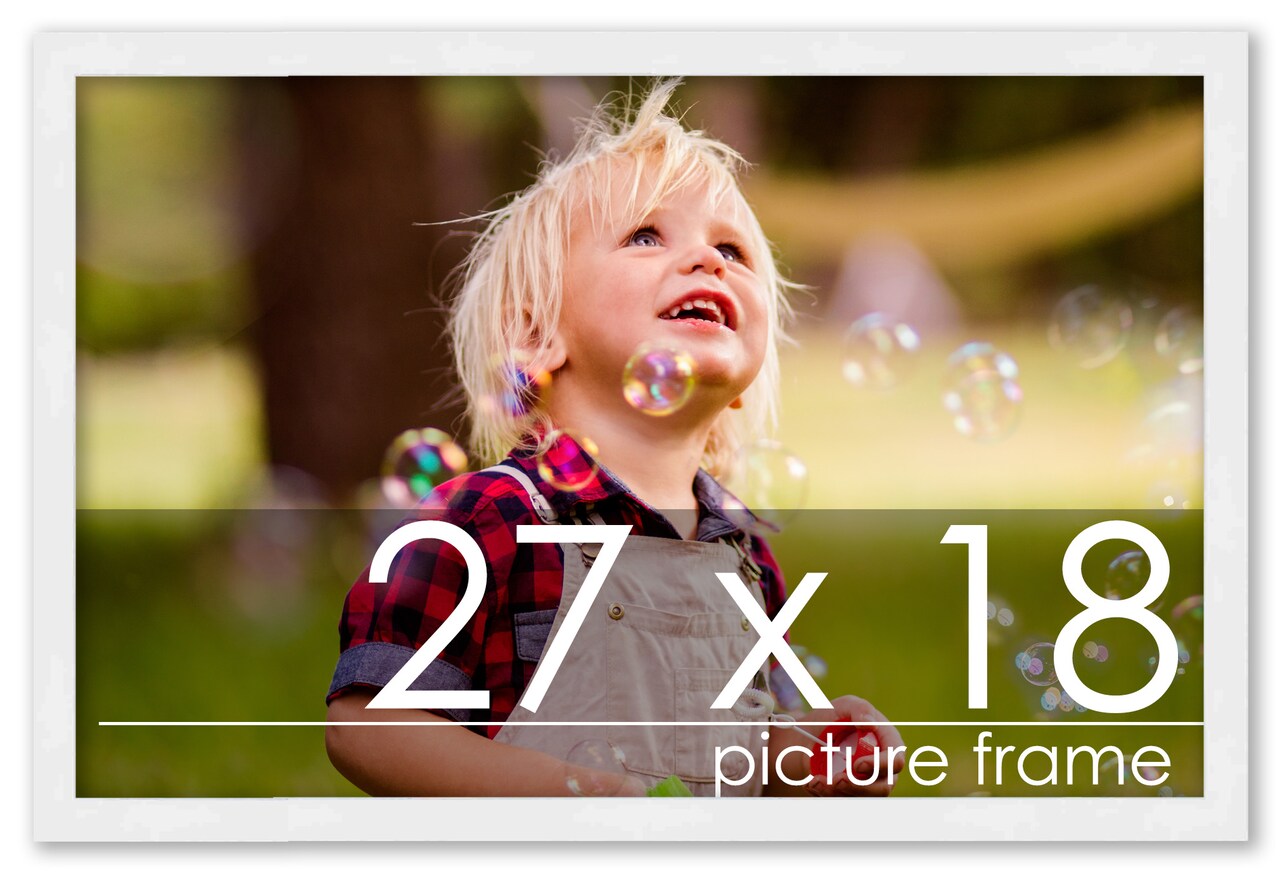 Classic Modern White Picture Frame - UV Acrylic, Backing Board, Hanging Hardware Included